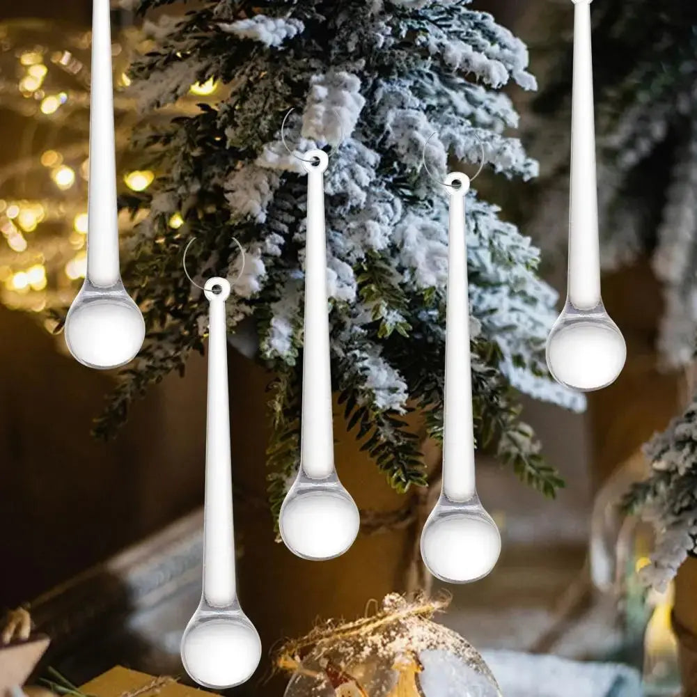 Clear Christmas Teardrop Hanging Ornaments Clear Glass Raindrops Chandelier Pendants DIY Crystal Christmas Tree Hanging Decor EnjoyingLeb Online