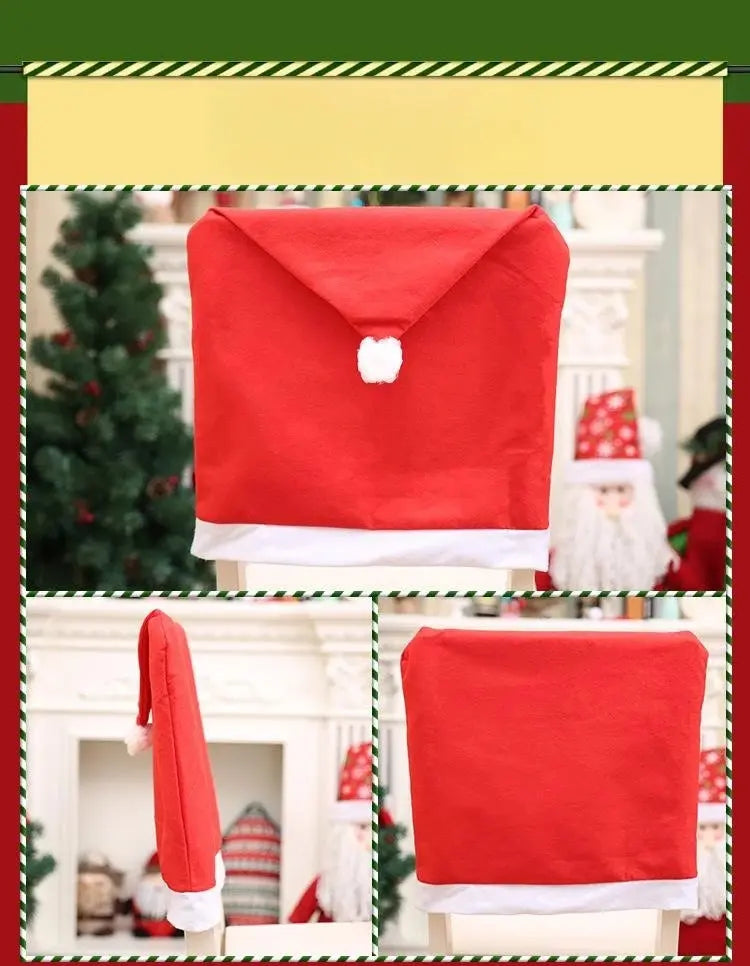 2/4/6PCS Santa Hat Chair Cover Christmas Table Decoration Santa Hat Home Decoration Christmas Gifts EnjoyingLeb Online