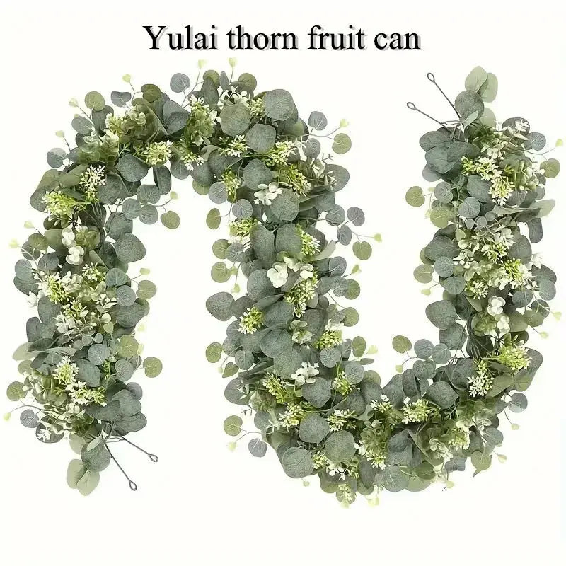 1pcs 2pcs Green artificial eucalyptus and willow garlands, 70inch long artificial plant vines with delicate white flowers EnjoyingLeb Online