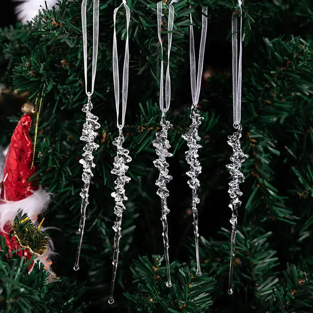 5Pcs Simulated Acrylic Icicle Ornaments Realistic Frosted Ice Shape Xmas Tree Winter Party Hanging Decor DIY Craft Pendant EnjoyingLeb Online
