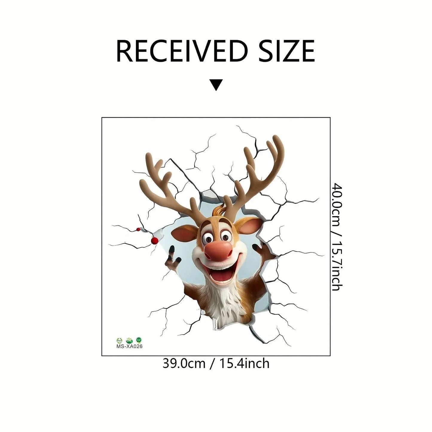 3D Reindeer Break-Through Wall Decal, Vinyl Christmas Wall Stickers, Removable Holiday Decor for Home and Living Spaces EnjoyingLeb Online