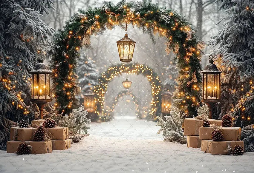 Mehofond Photography Background Winter Christmas Forest Glitter Arch Door Xmas Kids Family Portrait Decor Backdrop Photo Studio EnjoyingLeb Online