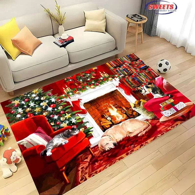 Christmas and Funny Santa Claus Cartoon Carpet, Living Room Bedroom Home Doormat Rug Kitchen Kids Bedroom Mat Christmas Presents EnjoyingLeb Online