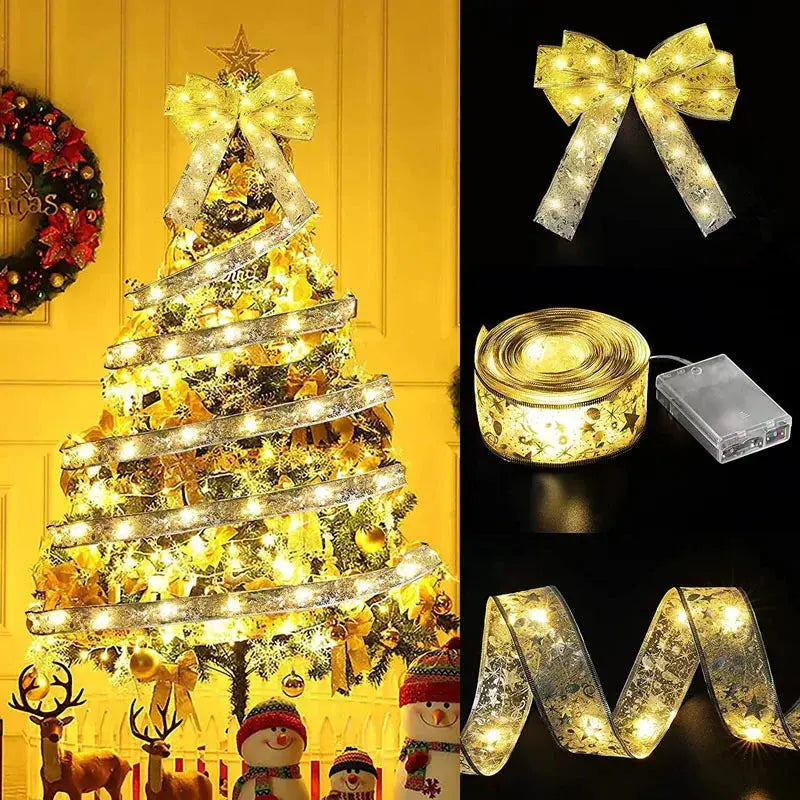 Indoor String Lights Battery Operated Christmas Ribbon with Lights Christmas Tree Accessories Decoration for Christmas New Year EnjoyingLeb Online