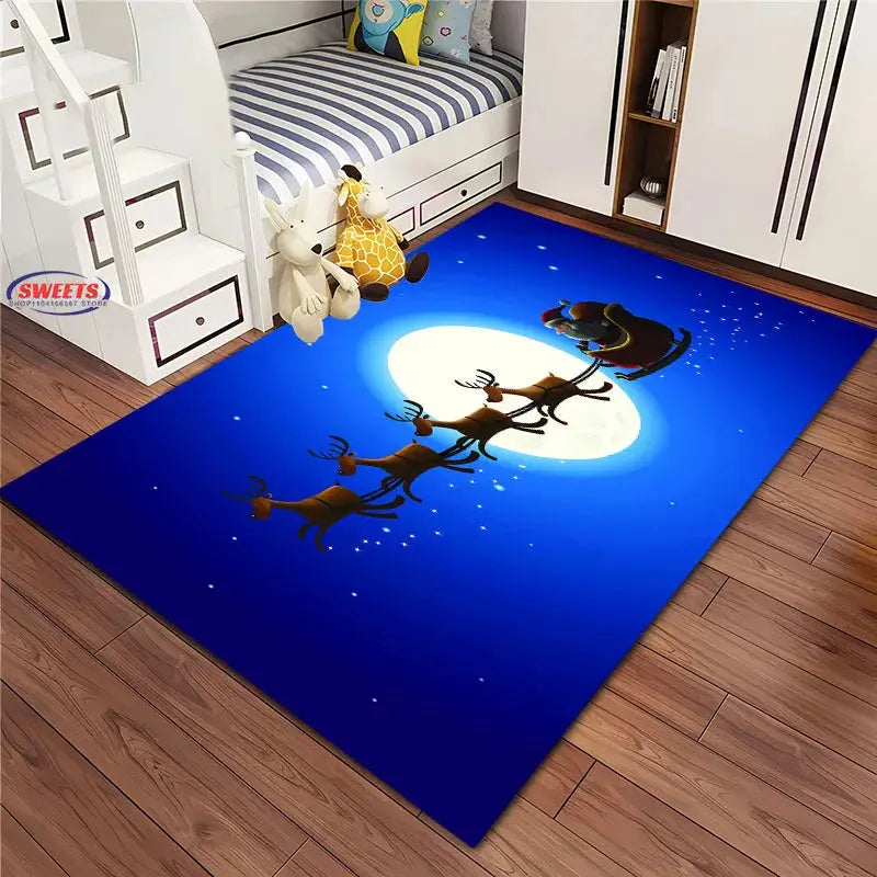 Christmas and Funny Santa Claus Cartoon Carpet, Living Room Bedroom Home Doormat Rug Kitchen Kids Bedroom Mat Christmas Presents EnjoyingLeb Online