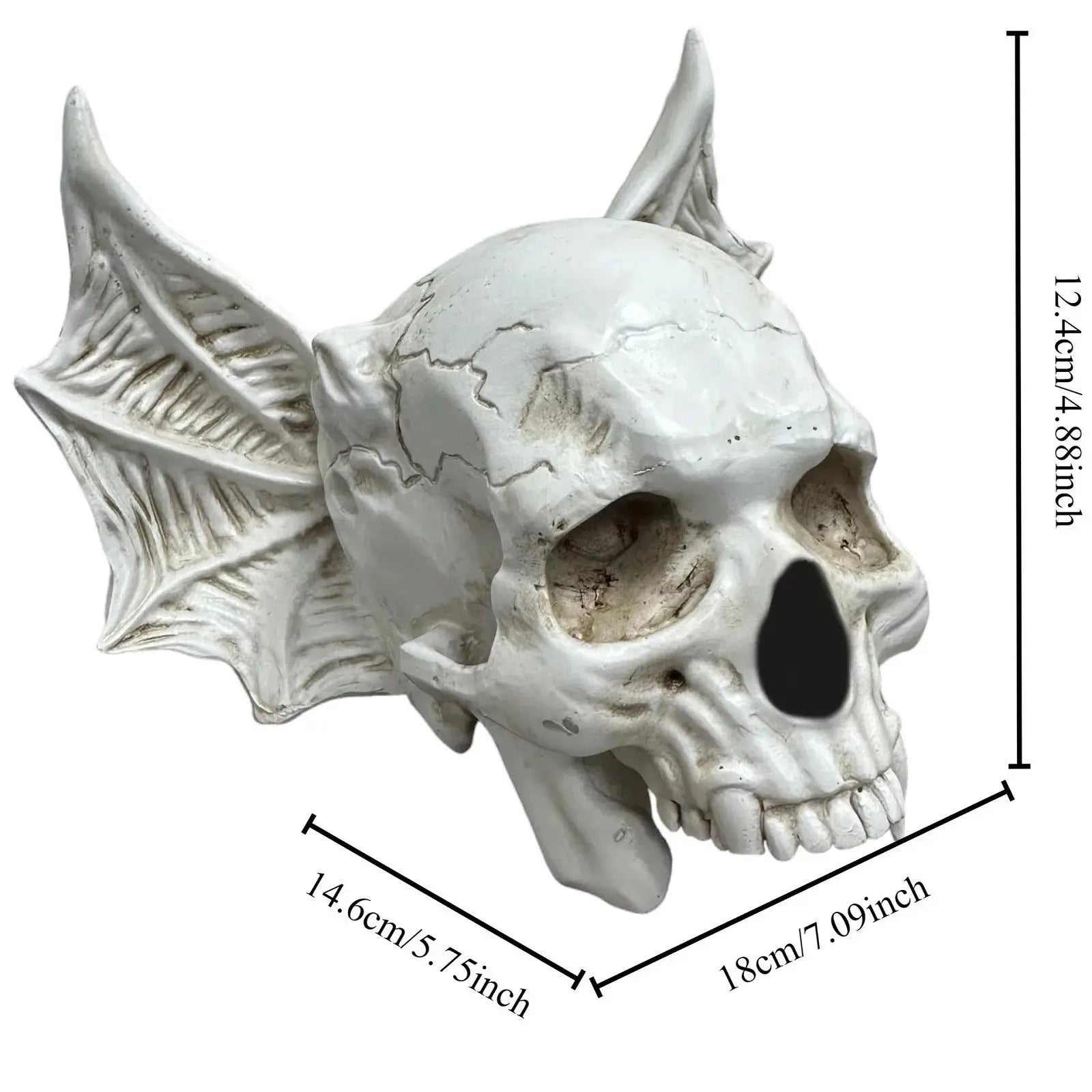 Halloween Bat Skull Decor Spooky Gothic Home Decoration Unique Resin Handmade Craft Creepy Party Supplies Scary Shelf Display EnjoyingLeb Online