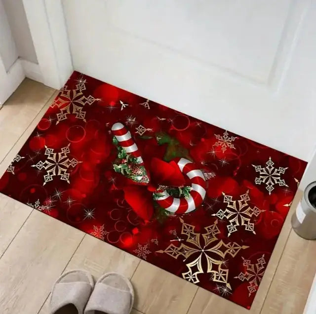 Christmas Carpet Red and White Snowflake Santa Claus Bottom for Living Room Bedroom Kitchen Floor Christmas Party Decoration EnjoyingLeb Online