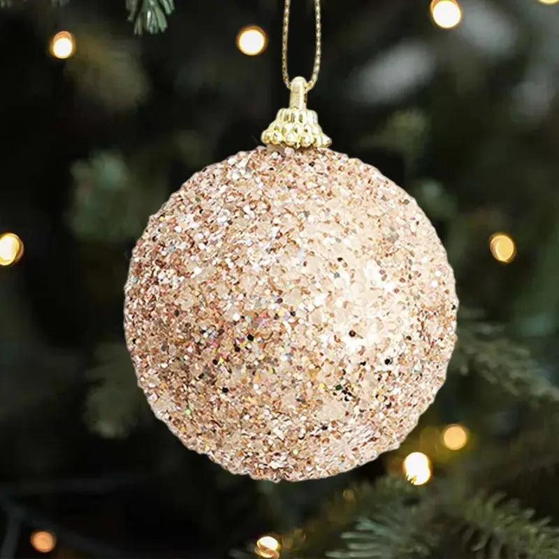 6cm Champagne Gold Glitter Christmas Balls DIY Xmas Tree Hanging Sparkling Ball Pendants for New Year Party Decor Ornaments EnjoyingLeb Online