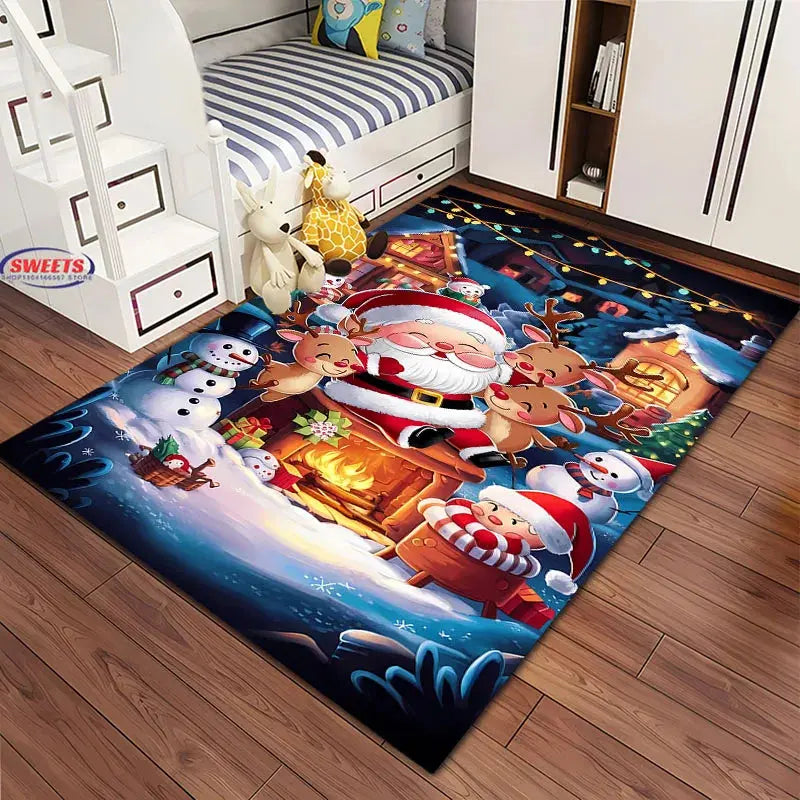 Christmas and Funny Santa Claus Cartoon Carpet, Living Room Bedroom Home Doormat Rug Kitchen Kids Bedroom Mat Christmas Presents EnjoyingLeb Online