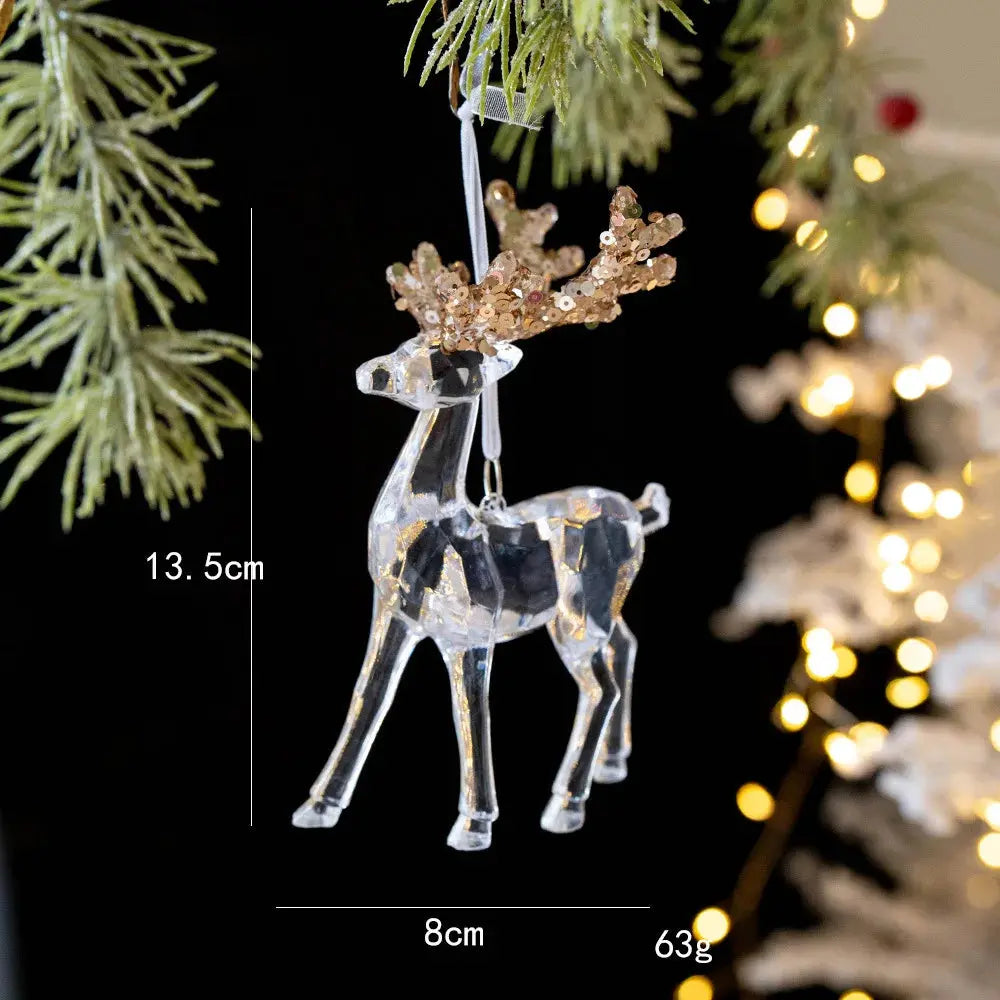 2pcs Xmas Tree Transparent Snowflake Hanging Ornaments Acrylic Pendant 2025 Christmas Decoration for HomeGifts New Year 2025 EnjoyingLeb Online