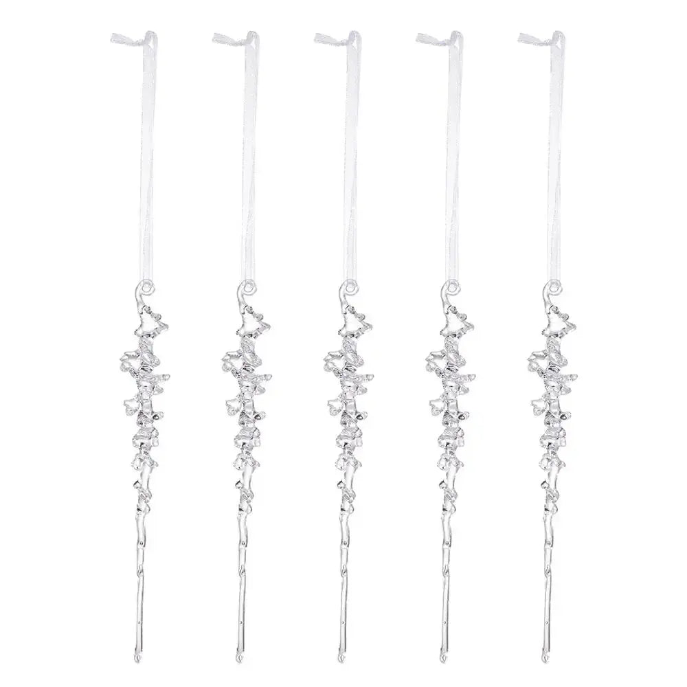 5Pcs Simulated Acrylic Icicle Ornaments Realistic Frosted Ice Shape Xmas Tree Winter Party Hanging Decor DIY Craft Pendant EnjoyingLeb Online