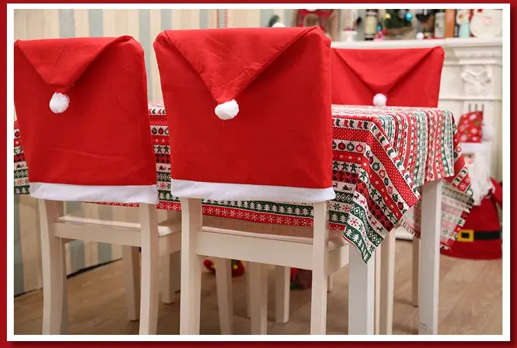 2/4/6PCS Santa Hat Chair Cover Christmas Table Decoration Santa Hat Home Decoration Christmas Gifts EnjoyingLeb Online