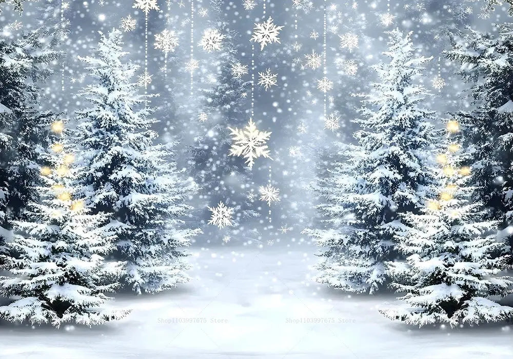 Winter Wonderland Christmas Backdrops Xmas Holidays Party Decor Photography Background Baby Shower Banner Photo Booth Props EnjoyingLeb Online