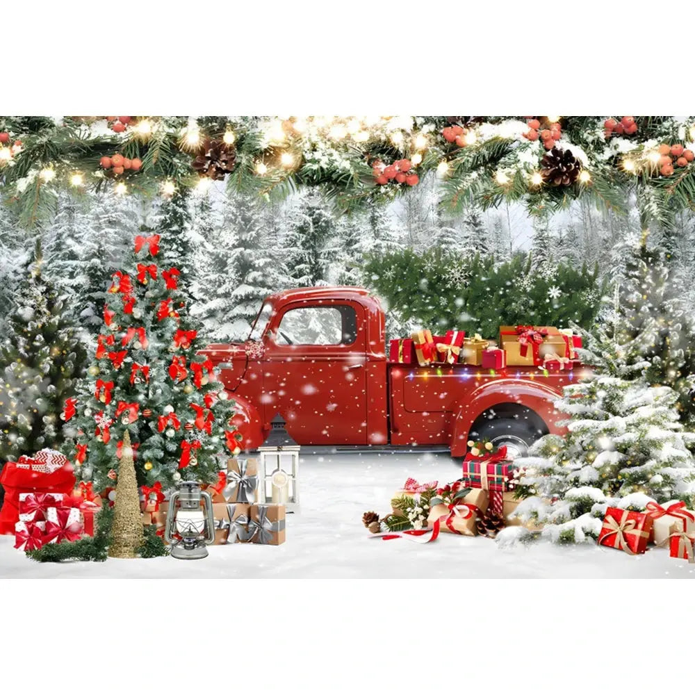 Christmas Tree Backdrop Xmas Fireplace Window Santa Claus Gifts Brick Wall Winter Adult Family Party Baby Photography Background EnjoyingLeb Online