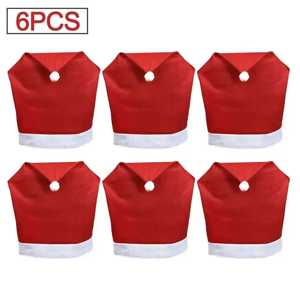 2/4/6PCS Santa Hat Chair Cover Christmas Table Decoration Santa Hat Home Decoration Christmas Gifts EnjoyingLeb Online