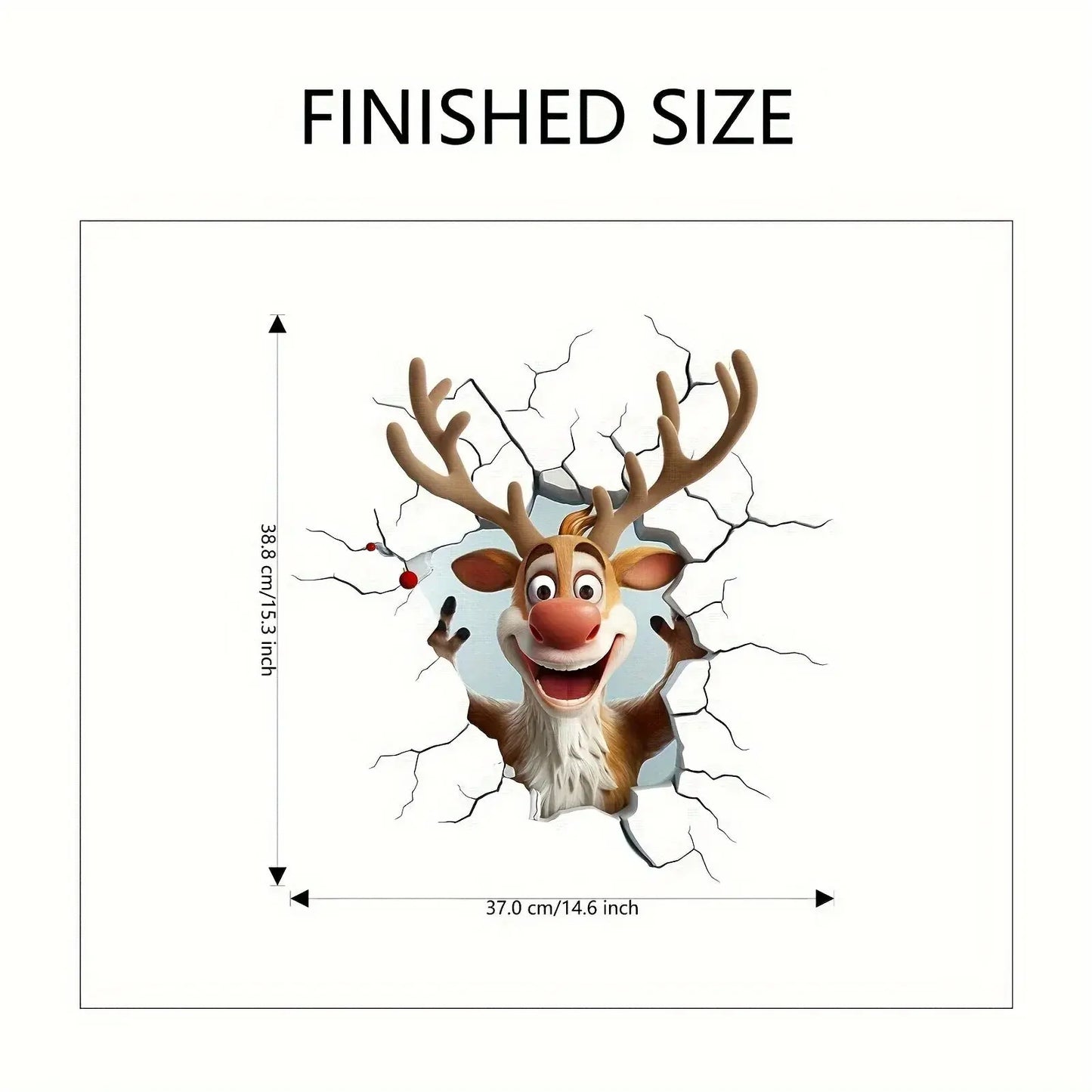 3D Reindeer Break-Through Wall Decal, Vinyl Christmas Wall Stickers, Removable Holiday Decor for Home and Living Spaces EnjoyingLeb Online