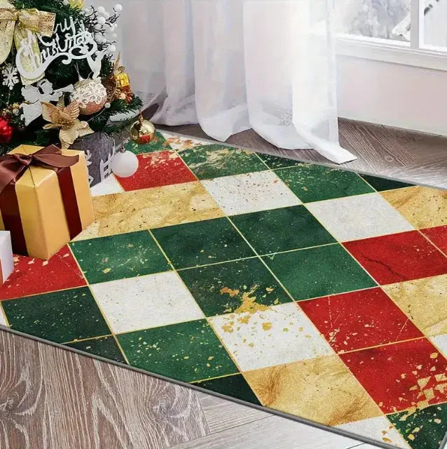 Christmas Carpet Red and White Snowflake Santa Claus Bottom for Living Room Bedroom Kitchen Floor Christmas Party Decoration EnjoyingLeb Online