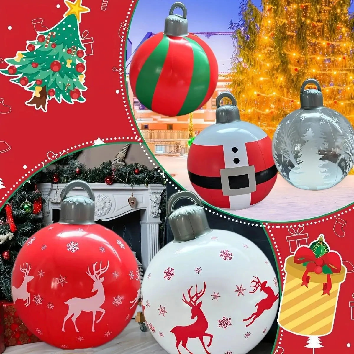 60cm Giant Luminous Inflatable Christmas Ball With No Lights Pvc Outdoor Xmas Decoration Ball Holiday Yard Lawn Porch Decor 2025 EnjoyingLeb Online
