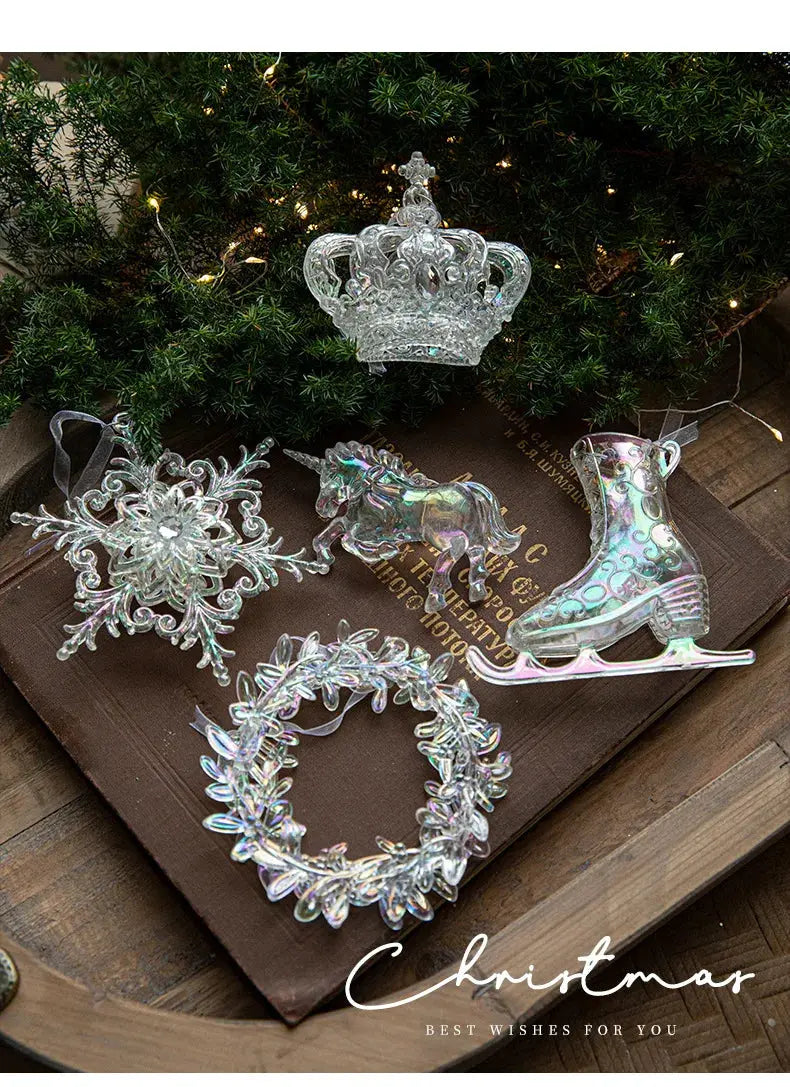 Christmas Decoration Crystal Acrylic Snowflake Reindeer Christmas Tree Hanging Pendant Christmas Atmosphere Home Decoration EnjoyingLeb Online