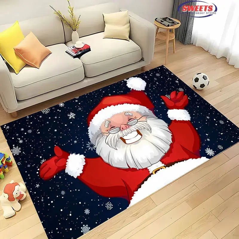 Christmas and Funny Santa Claus Cartoon Carpet, Living Room Bedroom Home Doormat Rug Kitchen Kids Bedroom Mat Christmas Presents EnjoyingLeb Online