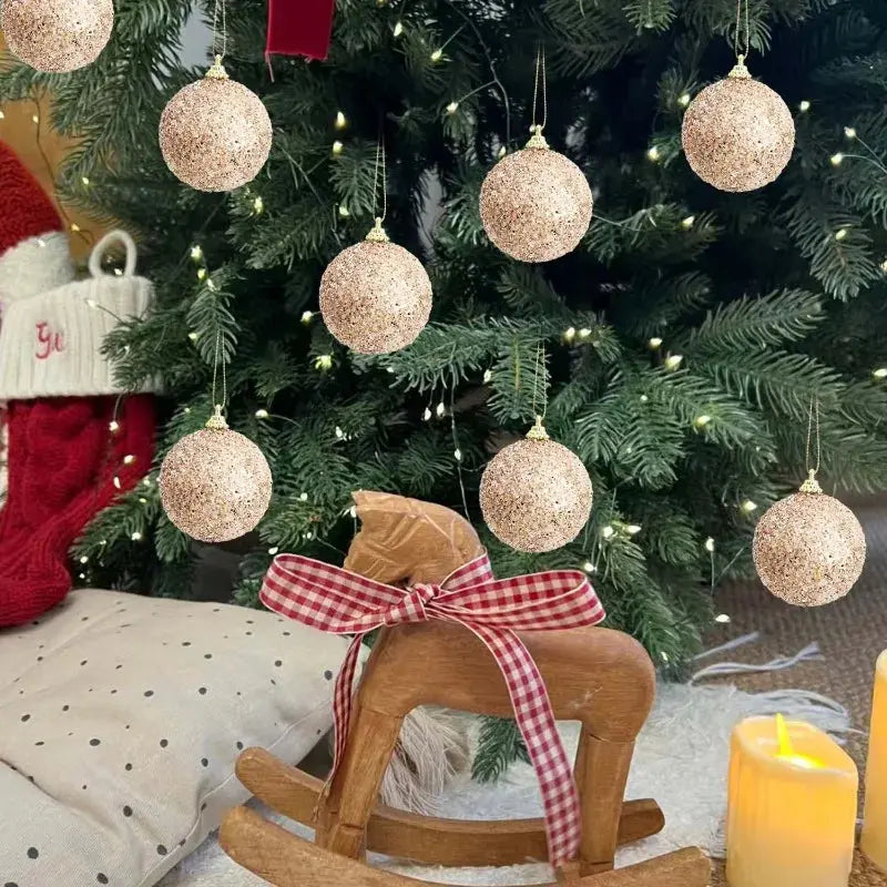 6cm Champagne Gold Glitter Christmas Balls DIY Xmas Tree Hanging Sparkling Ball Pendants for New Year Party Decor Ornaments EnjoyingLeb Online