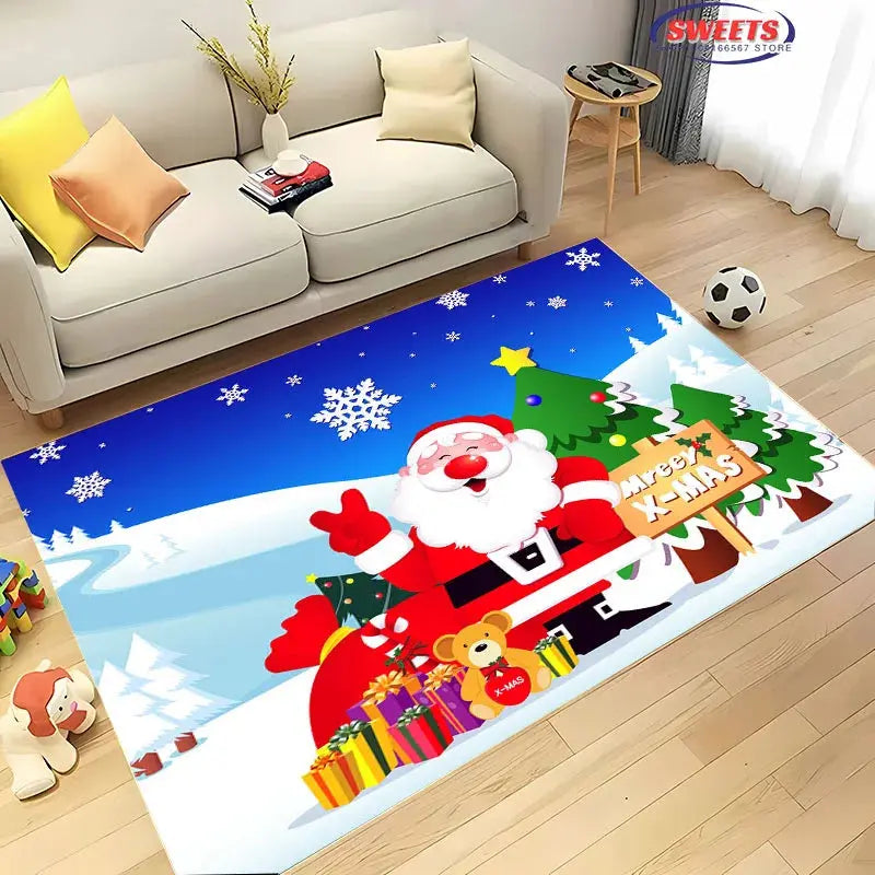 Christmas and Funny Santa Claus Cartoon Carpet, Living Room Bedroom Home Doormat Rug Kitchen Kids Bedroom Mat Christmas Presents EnjoyingLeb Online