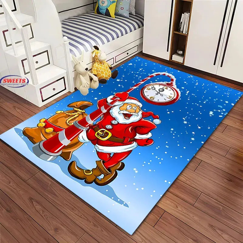 Christmas and Funny Santa Claus Cartoon Carpet, Living Room Bedroom Home Doormat Rug Kitchen Kids Bedroom Mat Christmas Presents EnjoyingLeb Online