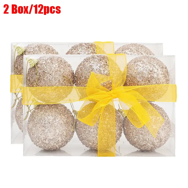 6cm Champagne Gold Glitter Christmas Balls DIY Xmas Tree Hanging Sparkling Ball Pendants for New Year Party Decor Ornaments EnjoyingLeb Online