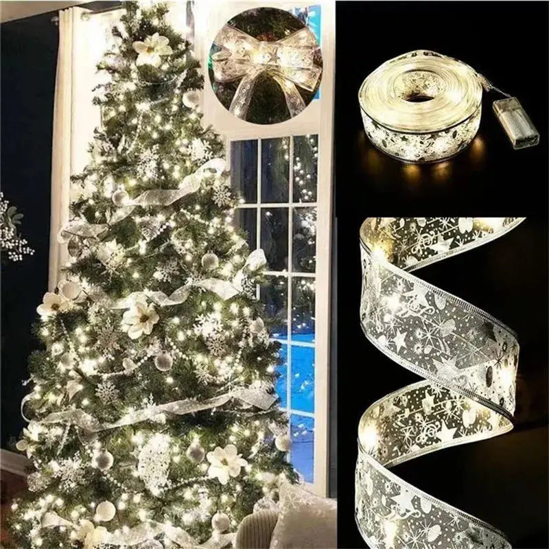Indoor String Lights Battery Operated Christmas Ribbon with Lights Christmas Tree Accessories Decoration for Christmas New Year EnjoyingLeb Online