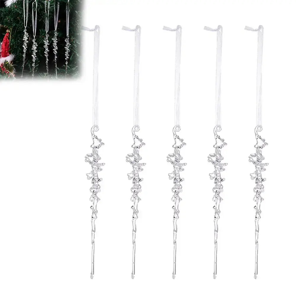 5Pcs Simulated Acrylic Icicle Ornaments Realistic Frosted Ice Shape Xmas Tree Winter Party Hanging Decor DIY Craft Pendant EnjoyingLeb Online