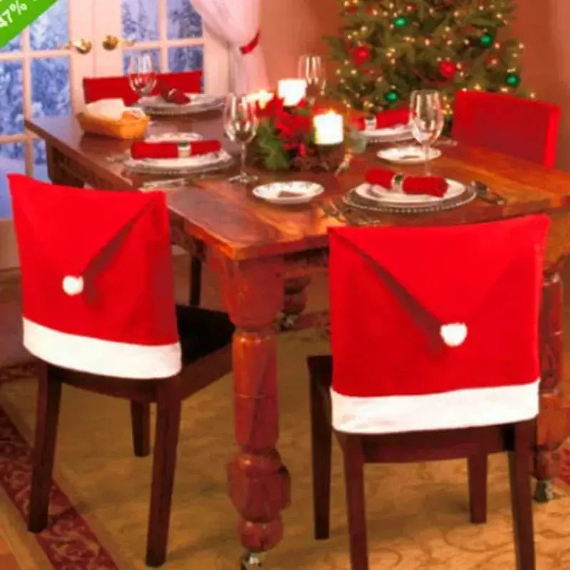 2/4/6PCS Santa Hat Chair Cover Christmas Table Decoration Santa Hat Home Decoration Christmas Gifts EnjoyingLeb Online