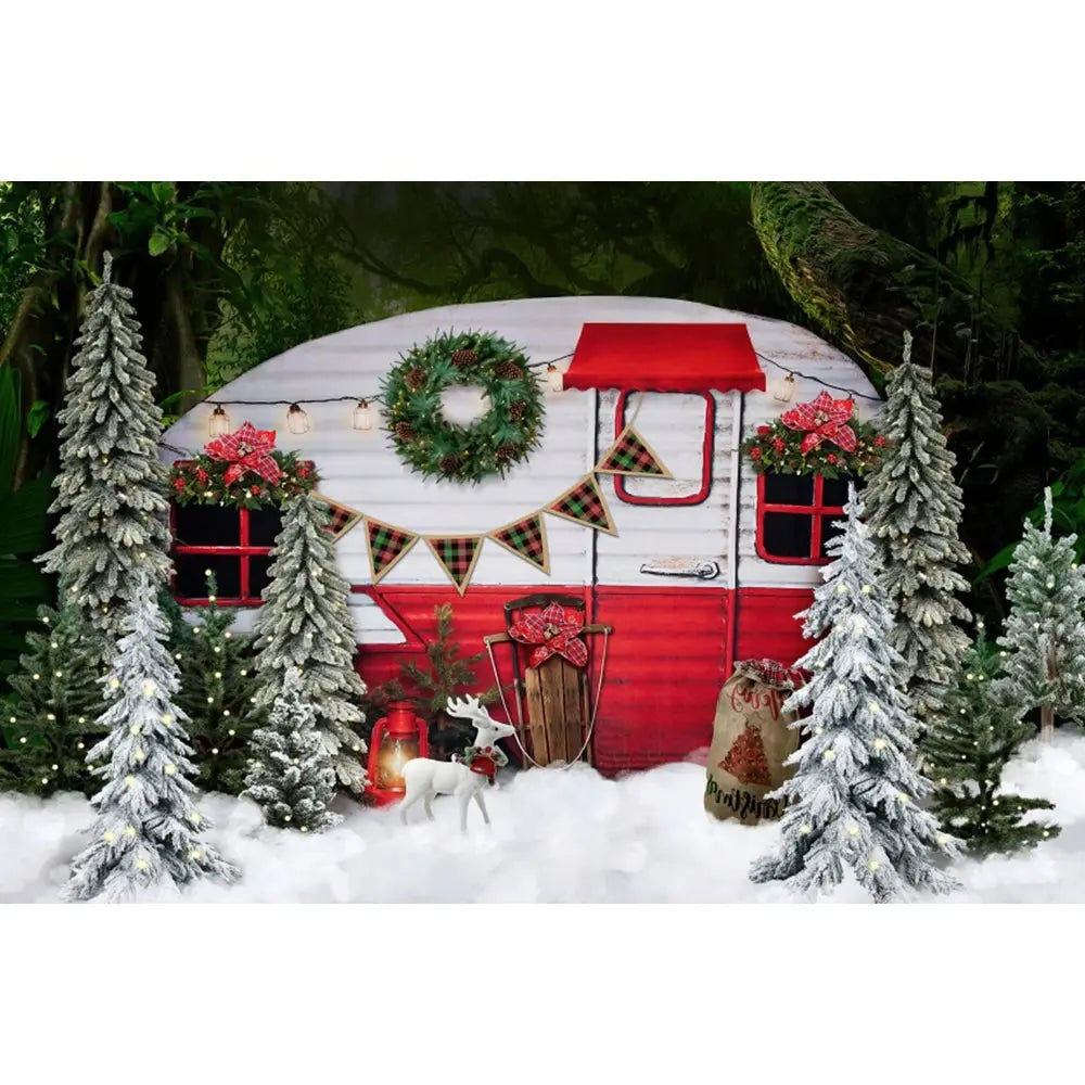 Christmas Tree Backdrop Xmas Fireplace Window Santa Claus Gifts Brick Wall Winter Adult Family Party Baby Photography Background EnjoyingLeb Online