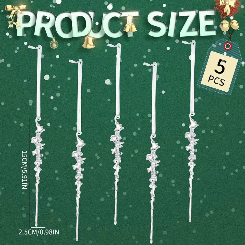 5Pcs Simulated Acrylic Icicle Ornaments Realistic Frosted Ice Shape Xmas Tree Winter Party Hanging Decor DIY Craft Pendant EnjoyingLeb Online