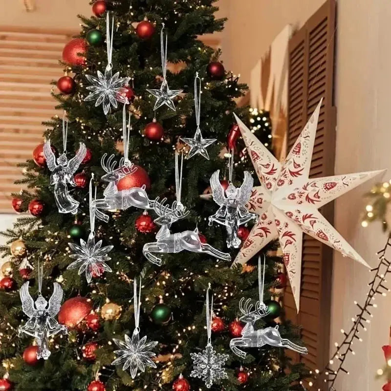 Crystal Clear Snowflake Hanging Ornaments Christmas Tree Pendants Icicle Decorations for DIY Xmas Wedding Party Ornament EnjoyingLeb Online