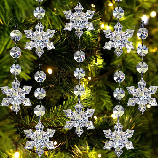 10/20/30 Pcs Snowflake Crystal Christmas Ornaments for Christmas Tree Decorations, Hanging Clear Acrylic Snowflake Ornaments EnjoyingLeb Online