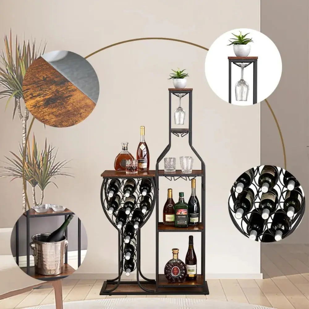 Freestanding 5-Tier Wooden Wine Rack for 11 Bottles - Modern Storage Cabinet for Home, Bar, Kitchen, Dining Room, and Spa EnjoyingLeb Online