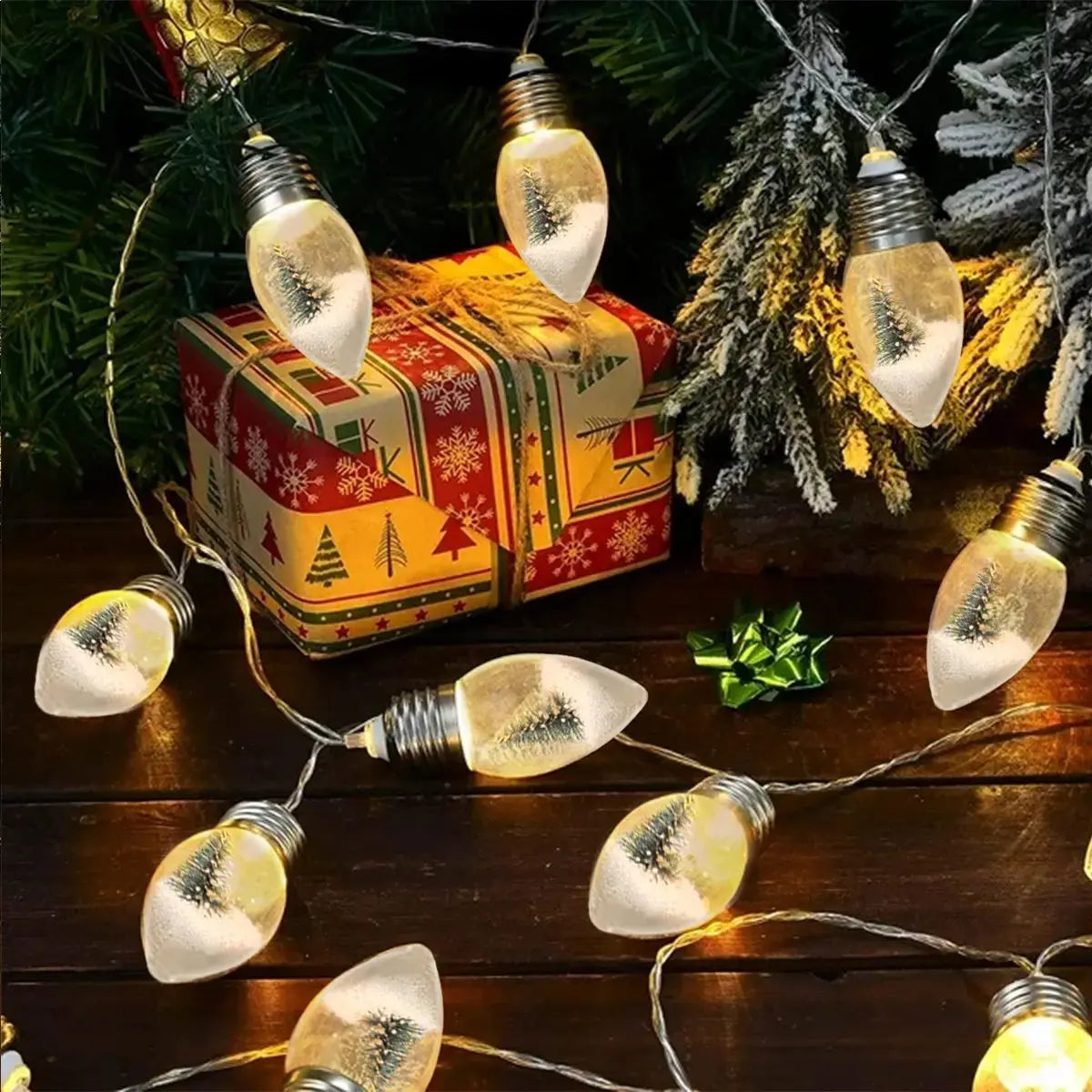 1pc 10/20LED Lights Christmas Tree Pine Needles Snowflake Decoration Wishing Bottle Light String For Home Room Layout Xmas Decor EnjoyingLeb Online