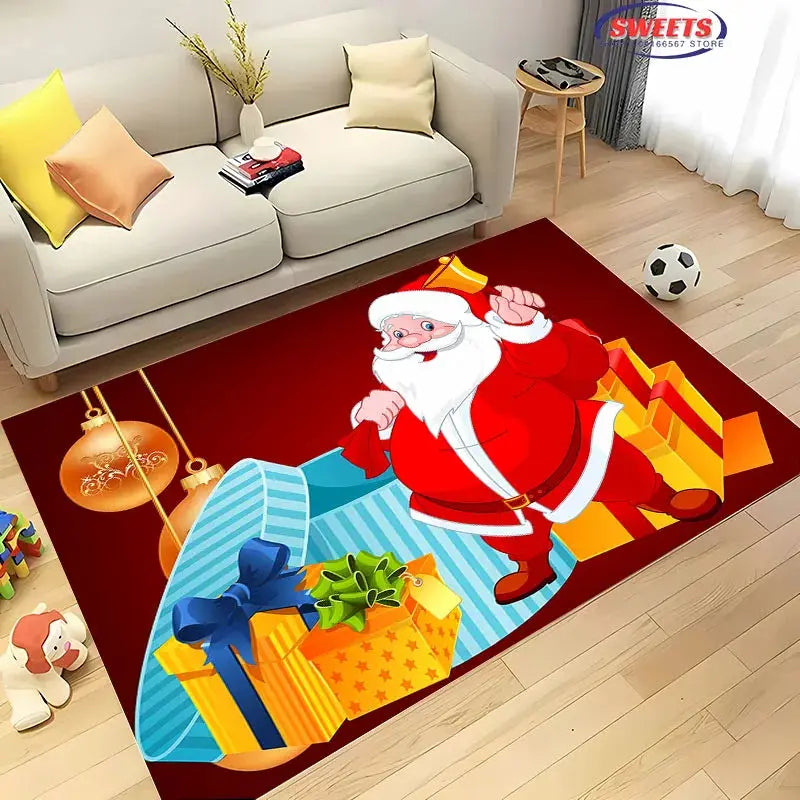 Christmas and Funny Santa Claus Cartoon Carpet, Living Room Bedroom Home Doormat Rug Kitchen Kids Bedroom Mat Christmas Presents EnjoyingLeb Online