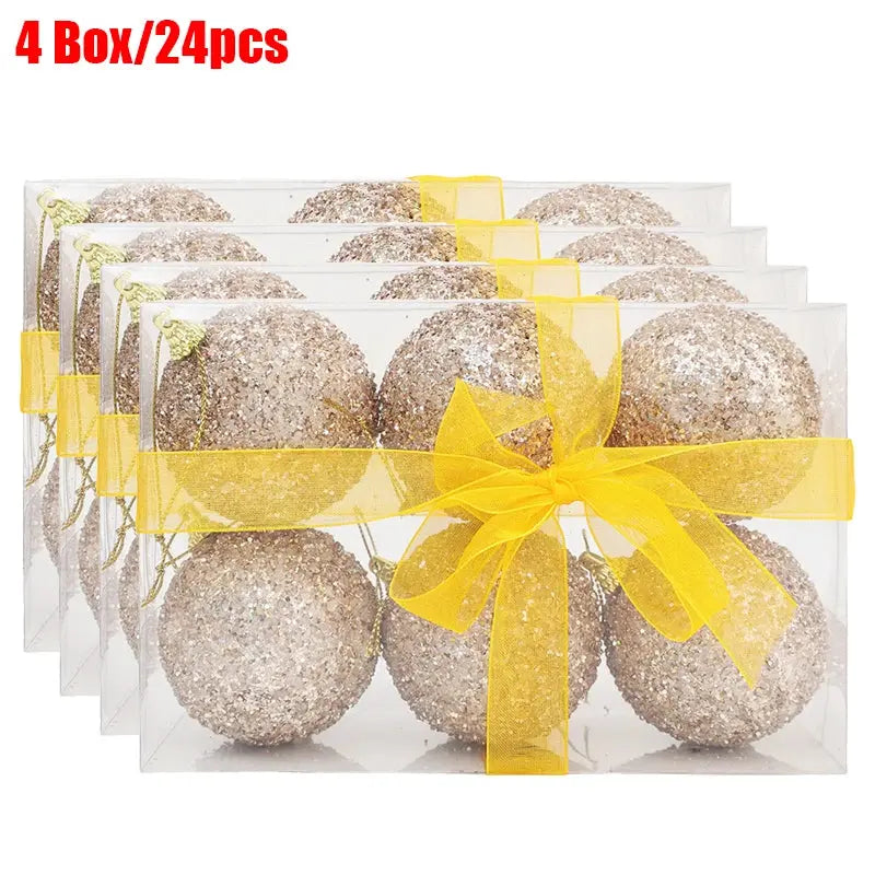 6cm Champagne Gold Glitter Christmas Balls DIY Xmas Tree Hanging Sparkling Ball Pendants for New Year Party Decor Ornaments EnjoyingLeb Online