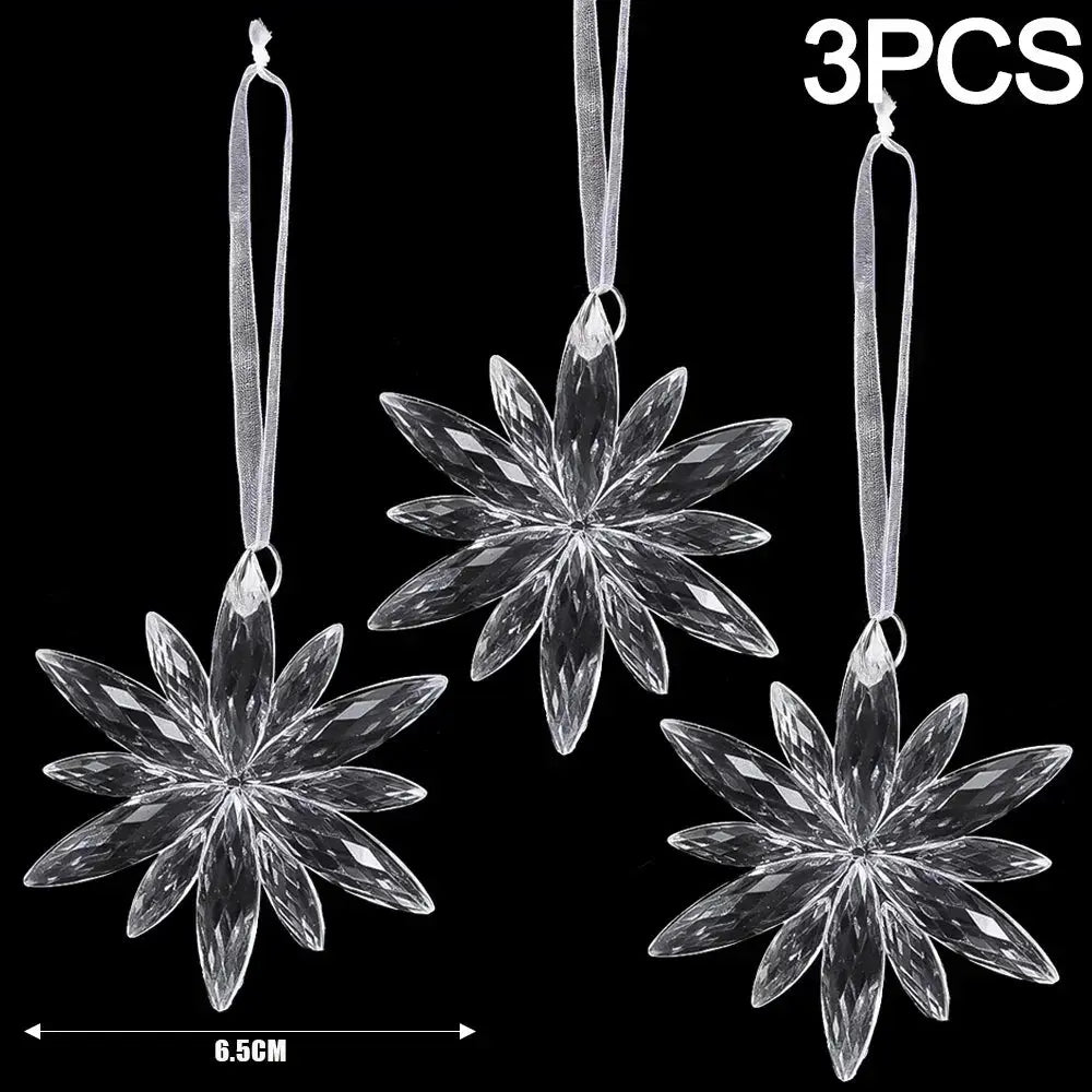 Crystal Clear Snowflake Hanging Ornaments Christmas Tree Pendants Icicle Decorations for DIY Xmas Wedding Party Ornament EnjoyingLeb Online