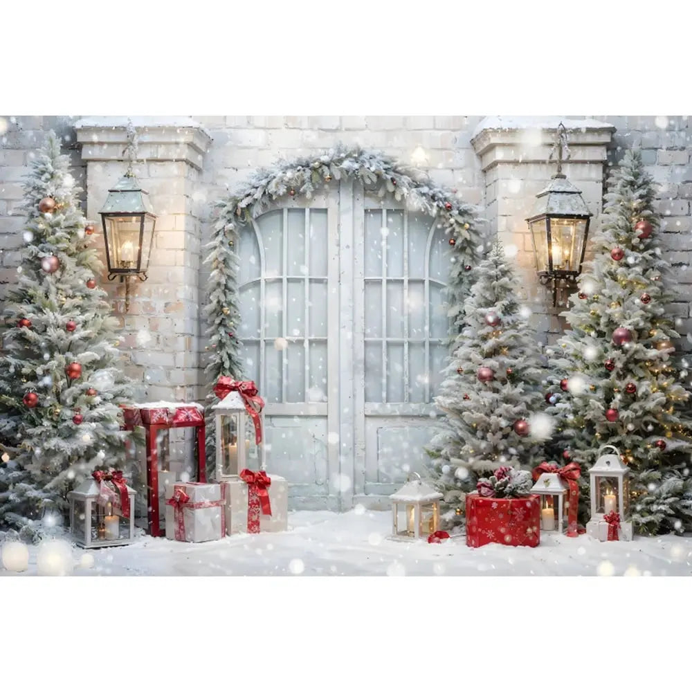 Christmas Tree Backdrop Xmas Fireplace Window Santa Claus Gifts Brick Wall Winter Adult Family Party Baby Photography Background EnjoyingLeb Online