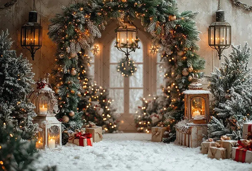 Mehofond Photography Background Winter Christmas Forest Glitter Arch Door Xmas Kids Family Portrait Decor Backdrop Photo Studio EnjoyingLeb Online