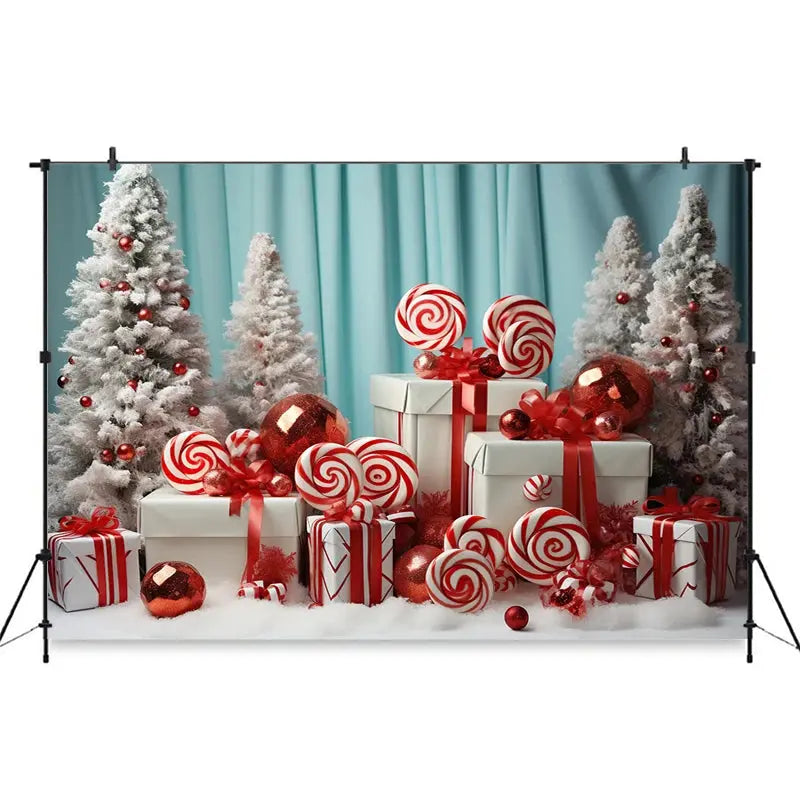 Christmas Red Candy Background For Photography Baby Xmas Tree Newborn Photo Backdrop Winter Girl Kid Birthday Party Decor Studio EnjoyingLeb Online