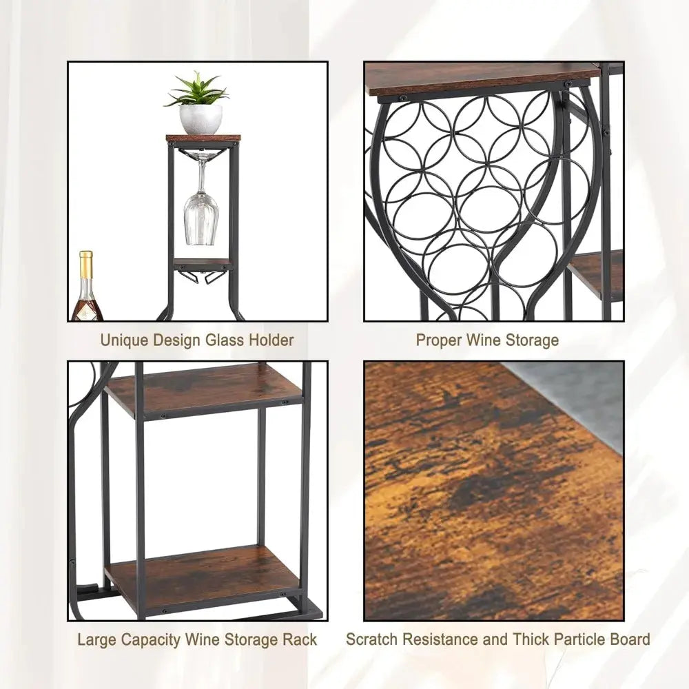 Freestanding 5-Tier Wooden Wine Rack for 11 Bottles - Modern Storage Cabinet for Home, Bar, Kitchen, Dining Room, and Spa EnjoyingLeb Online