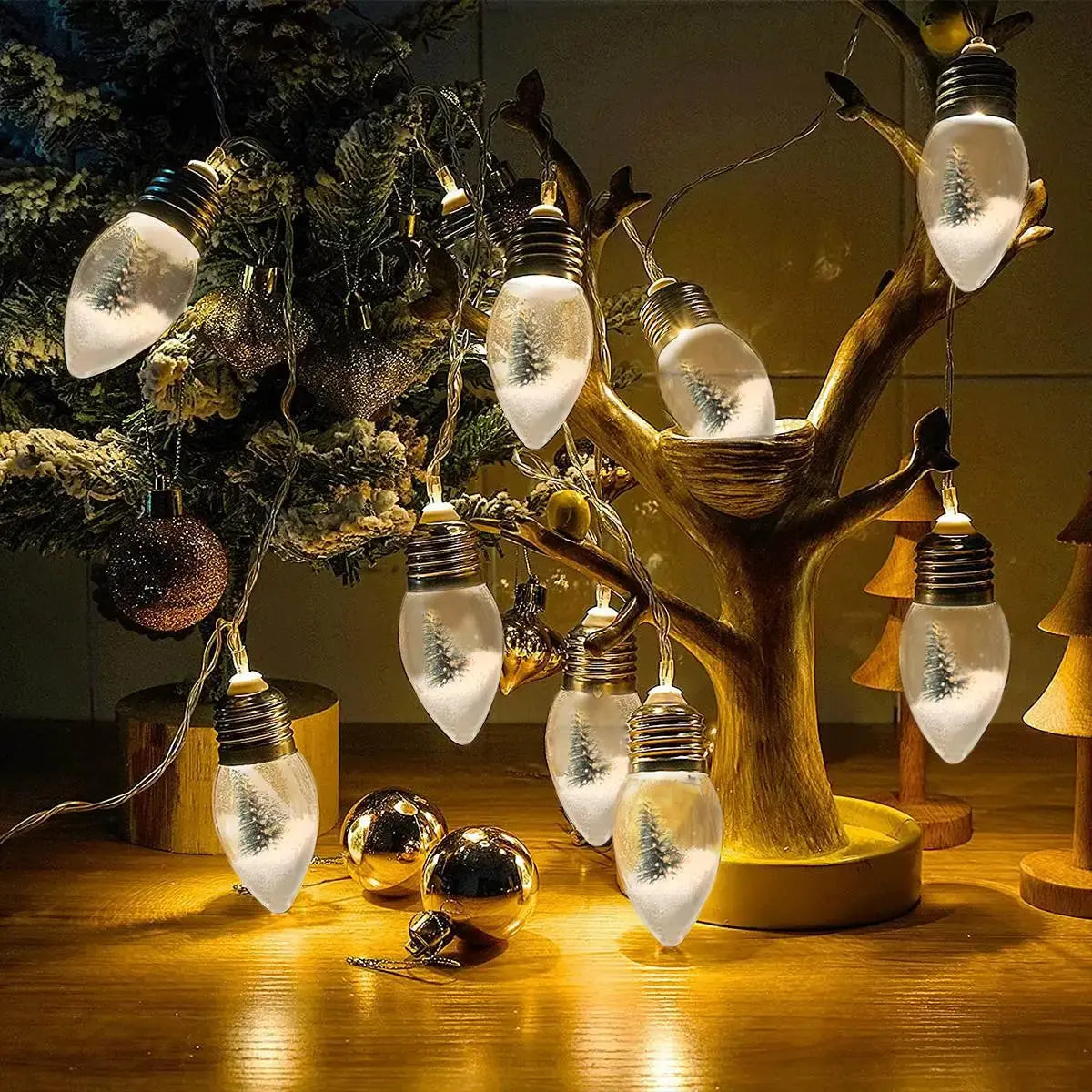 1pc 10/20LED Lights Christmas Tree Pine Needles Snowflake Decoration Wishing Bottle Light String For Home Room Layout Xmas Decor EnjoyingLeb Online