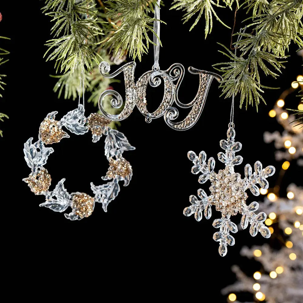 2pcs Xmas Tree Transparent Snowflake Hanging Ornaments Acrylic Pendant 2025 Christmas Decoration for HomeGifts New Year 2025 EnjoyingLeb Online