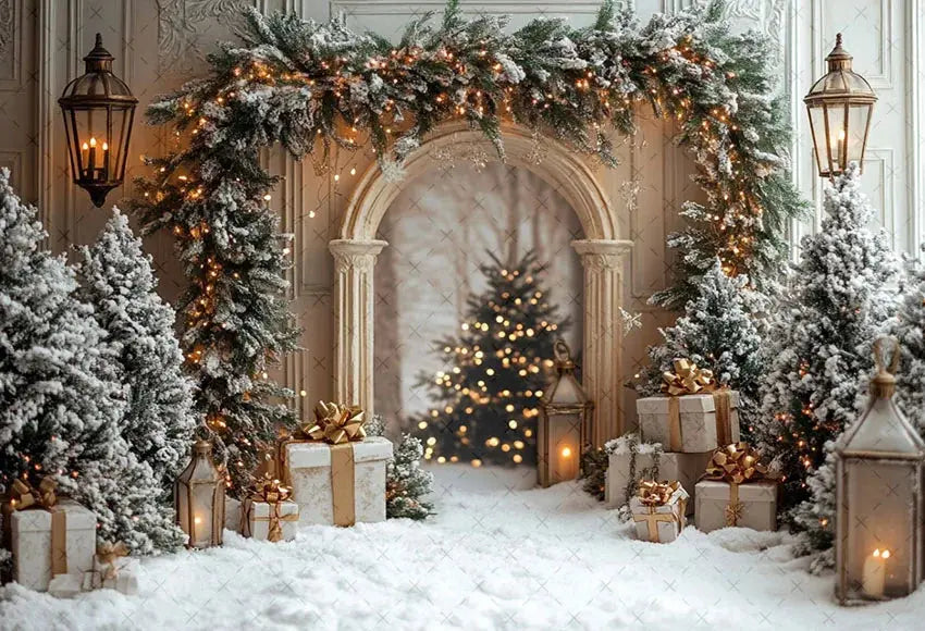 Mehofond Photography Background Winter Christmas Forest Glitter Arch Door Xmas Kids Family Portrait Decor Backdrop Photo Studio EnjoyingLeb Online