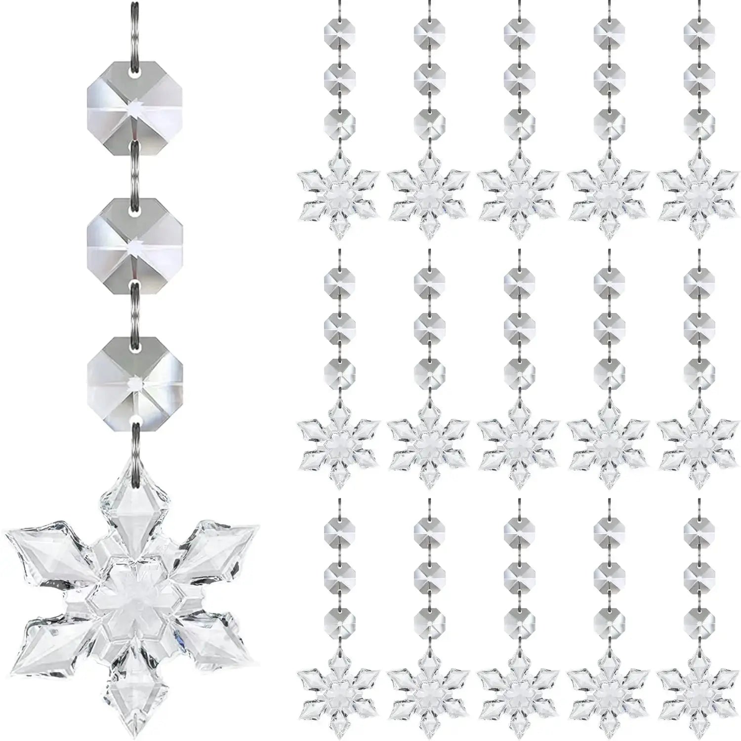 10/20/30 Pcs Snowflake Crystal Christmas Ornaments for Christmas Tree Decorations, Hanging Clear Acrylic Snowflake Ornaments EnjoyingLeb Online
