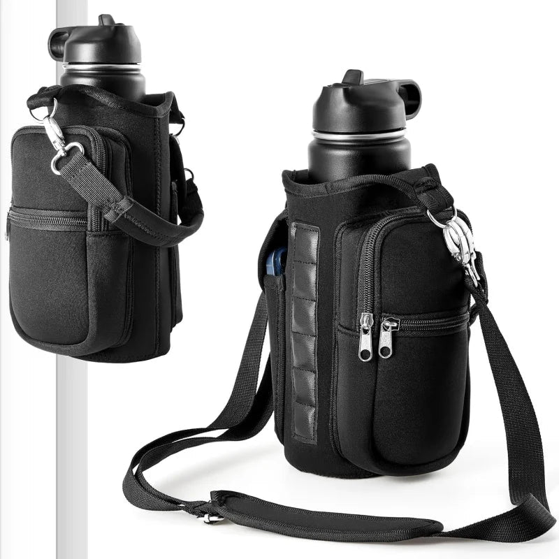 Magnetic Water Bottle Holder Gym Water Bottle Carrier Bag W/ Phone Pocket Handle Shoulder Strap 6 Built-in Magnets Water Bottle EnjoyingLeb Online