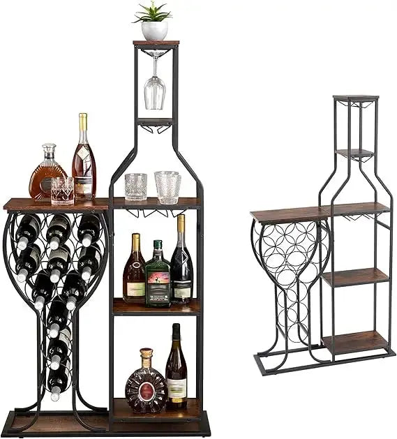 Freestanding 5-Tier Wooden Wine Rack for 11 Bottles - Modern Storage Cabinet for Home, Bar, Kitchen, Dining Room, and Spa EnjoyingLeb Online
